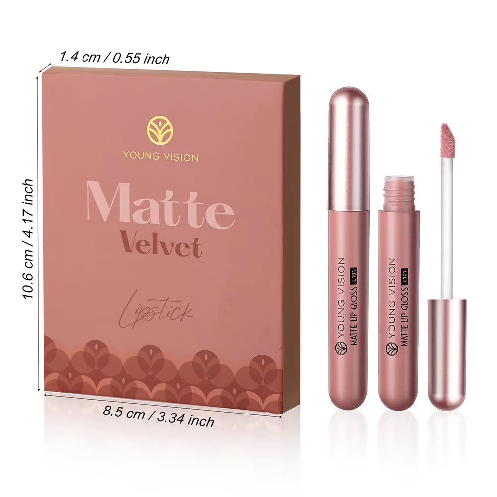 Set of 6 Long-Lasting Nonstick Liquid Lipsticks in Gift Box – Matte Finish Lip Gloss with Fade Resistance