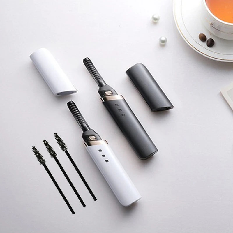 1081 Wholesale Private Label Rose Gold Mini Electric Makeup Set with 3D Magnetic Heated Eyelash Curler