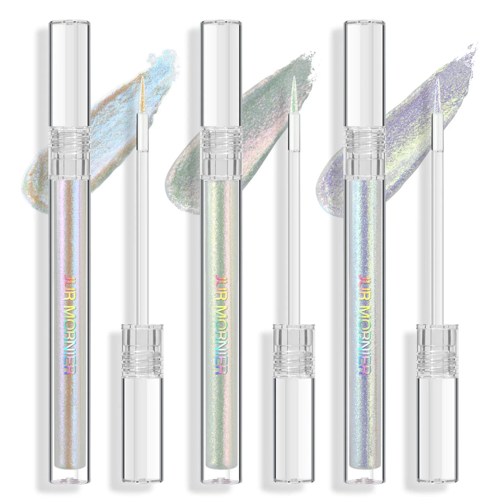 JUR MORNIER 3-Piece Duochrome Liquid Eyeshadow Set - High Pigment, Waterproof, Multi-Use Eyeliner, Highlighter, and Eye Shadow Glitter