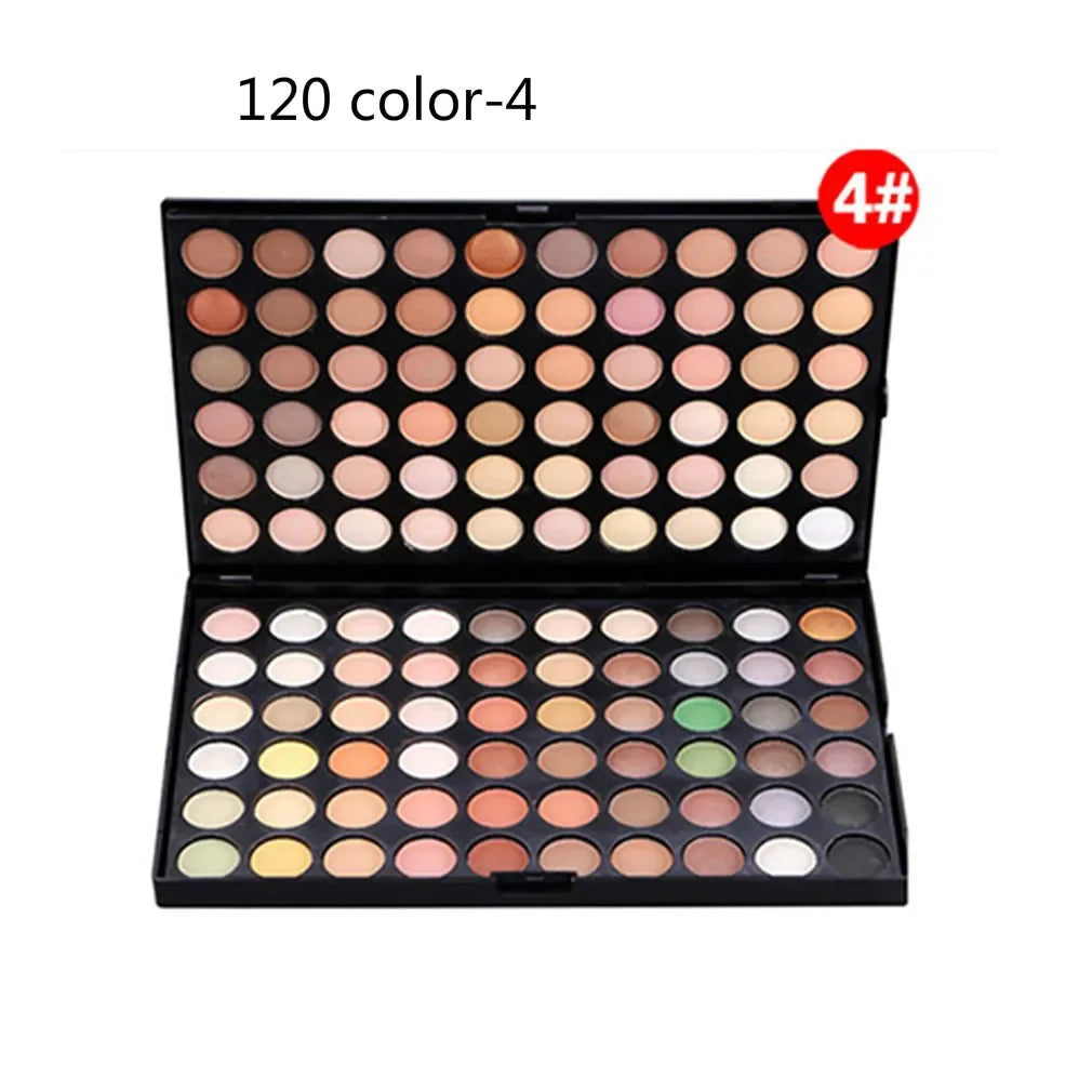 120-Color Waterproof Eye Makeup Set - Nude Eyeshadow Palette with Glitter and Matte Pigmented Pressed Powders