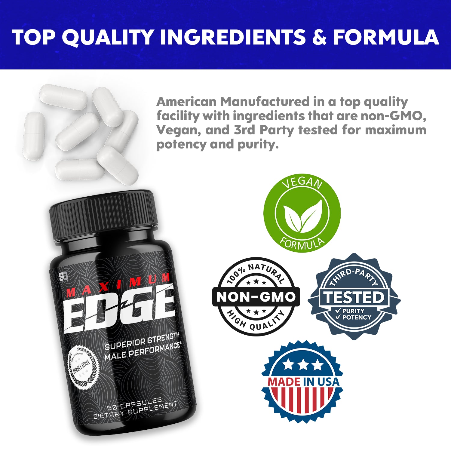 Maximum Edge Male Pills- Overall Wellness and Strength (5 Pack)