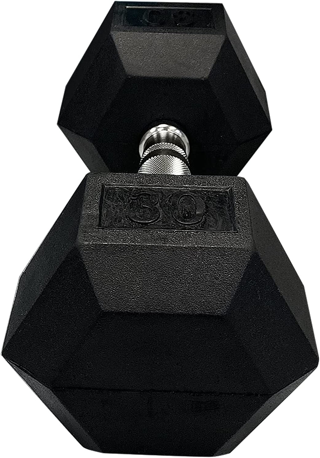 Pair of 35 lb Hexagonal Rubber Dumbbells with Metal Handles
