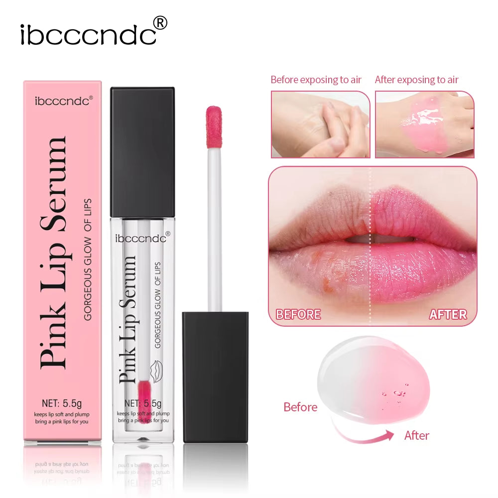 Pink Lip Serum - Moisturizing, Exfoliating, and Pigmentation-Reducing Plumper for Enhanced Lip Care