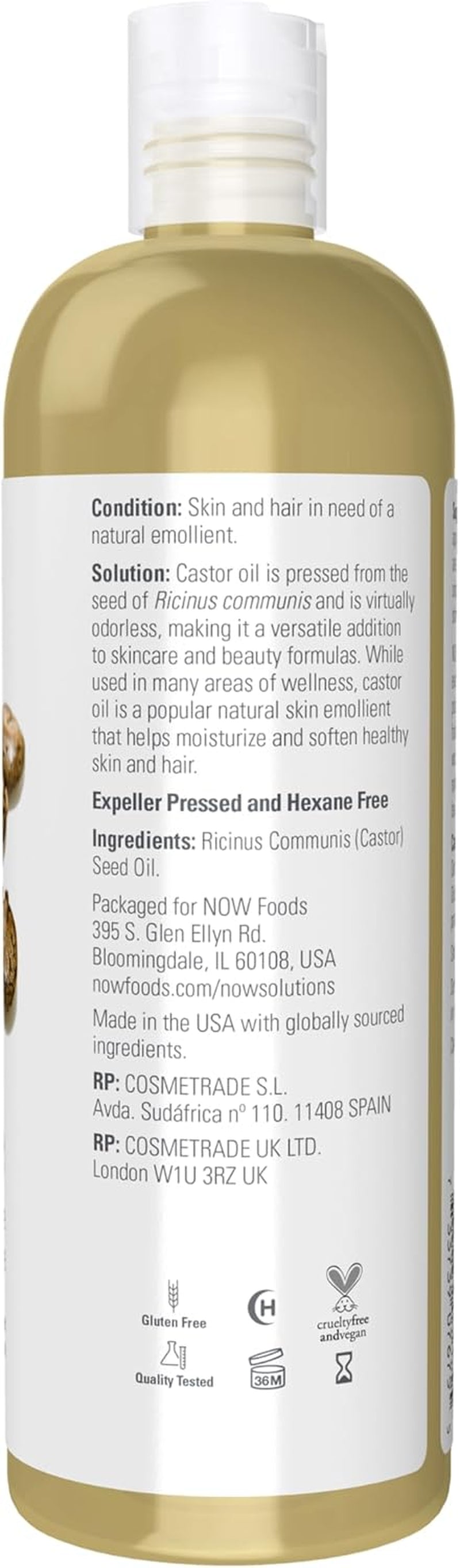100% Pure Castor Oil - Versatile Skin Care and Multi-Purpose Softener, 16 Ounces