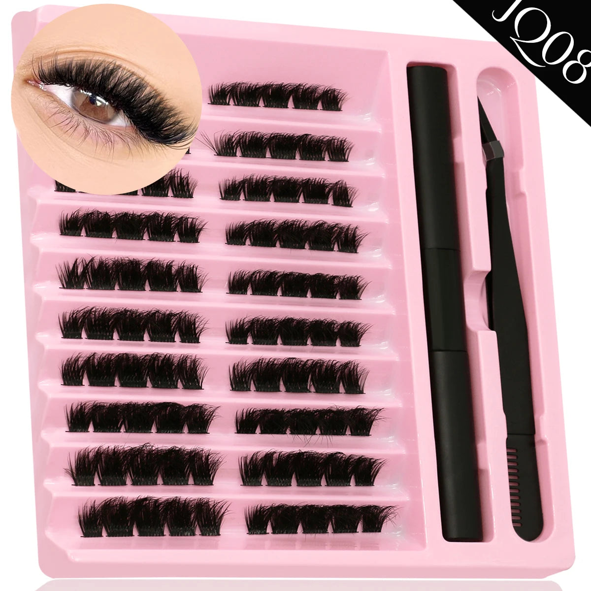 DIY Individual Lash Cluster Kit with Bond and Seal for Eyelash Extensions