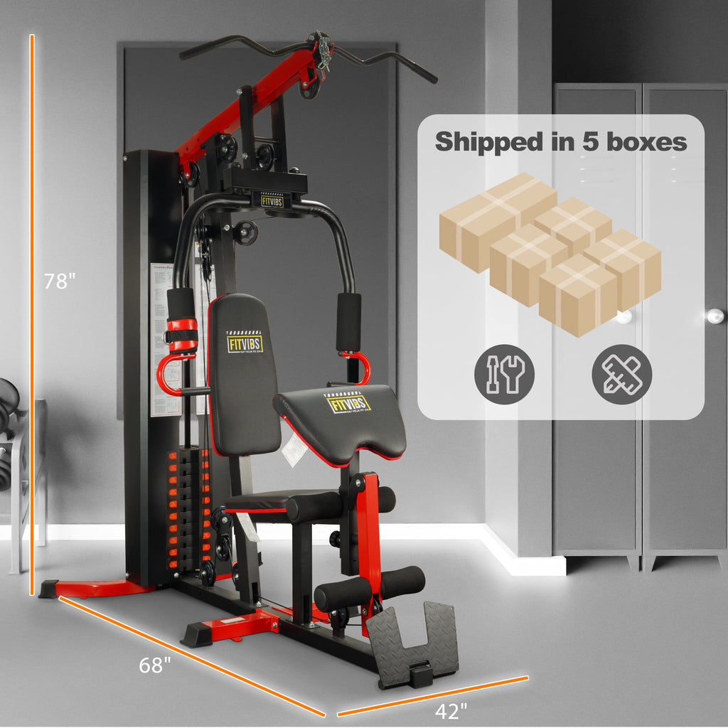 LX750 Multifunctional Home Gym System with 122.5 lbs Weight Stack and Installation Video, Shipped in Five Boxes