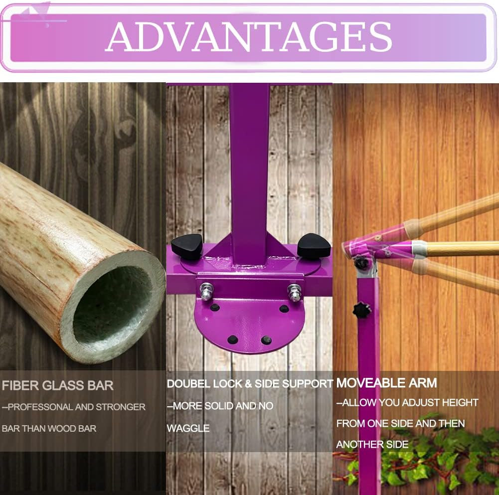 Adjustable Gymnastics Training Bar for Children Ages 3-15 with Ring - Sturdy Steel Design, Anti-Slip Features, Easy Assembly, Height Adjustable from 3' to 5