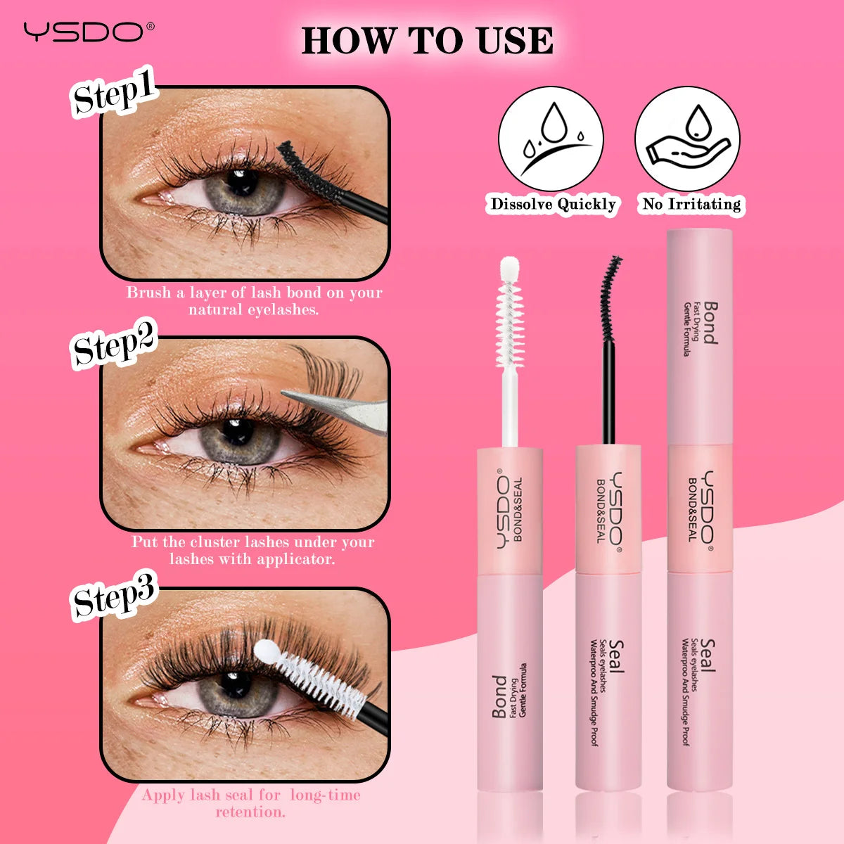 Lash Clusters Kit with Individual Lash Extension Adhesive, Sealant, Tweezers, and Multi-Type False Eyelashes Applicator for Professional Makeup Application