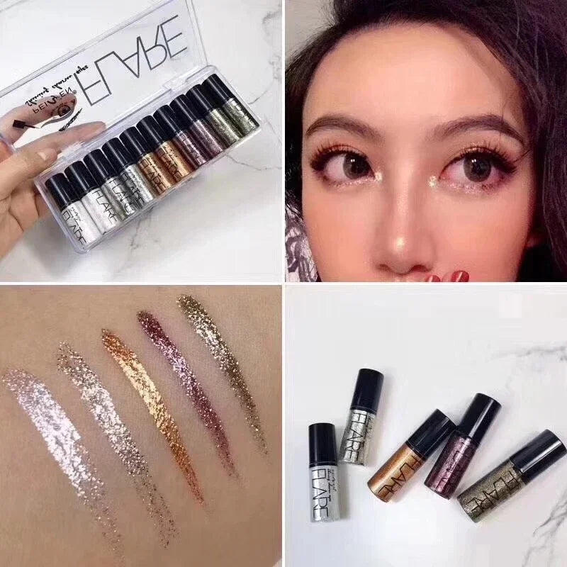 Professional Liquid Glitter Eyeliner in Silver and Rose Gold for Women - High Pigment Cosmetic Makeup