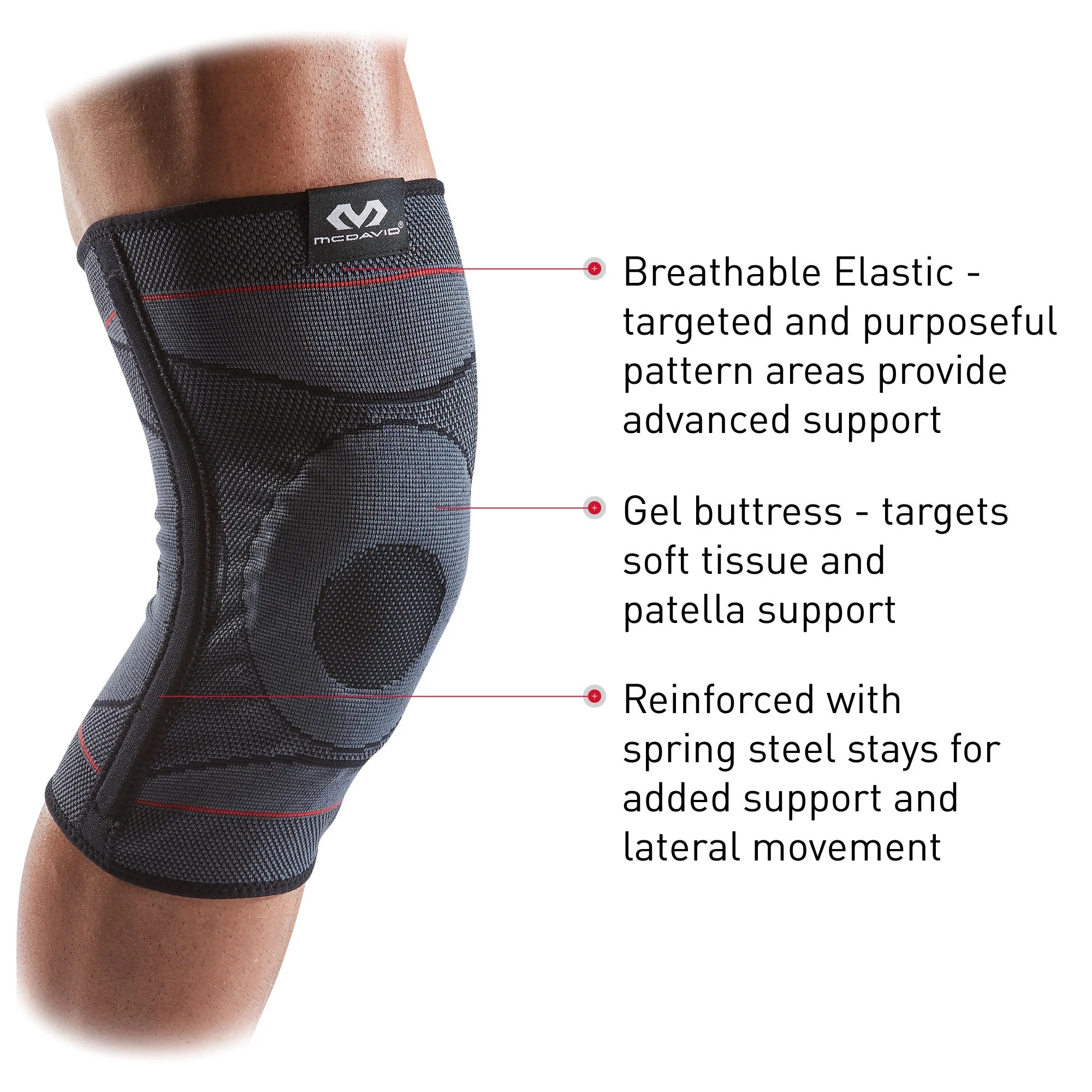 Knee Compression Knit Sleeve W/ Gel Buttress and Stays, S/M