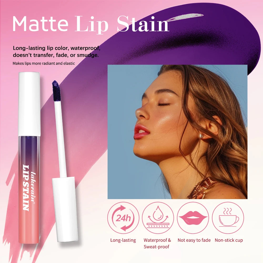 Long-Lasting Waterproof Pink Lip Tint - Transfer-Proof Peel-Off Lip Stain