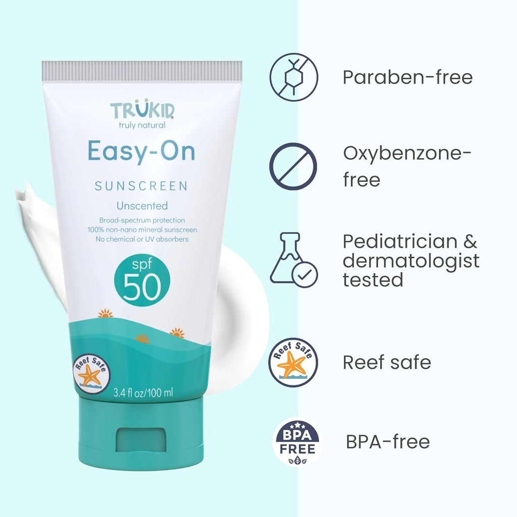 Mineral Sunscreen SPF 50 for Children and Infants - Non-Toxic Zinc Oxide Formula for Sensitive Skin, Unscented, FSA Eligible, Travel Size 3.4 Oz