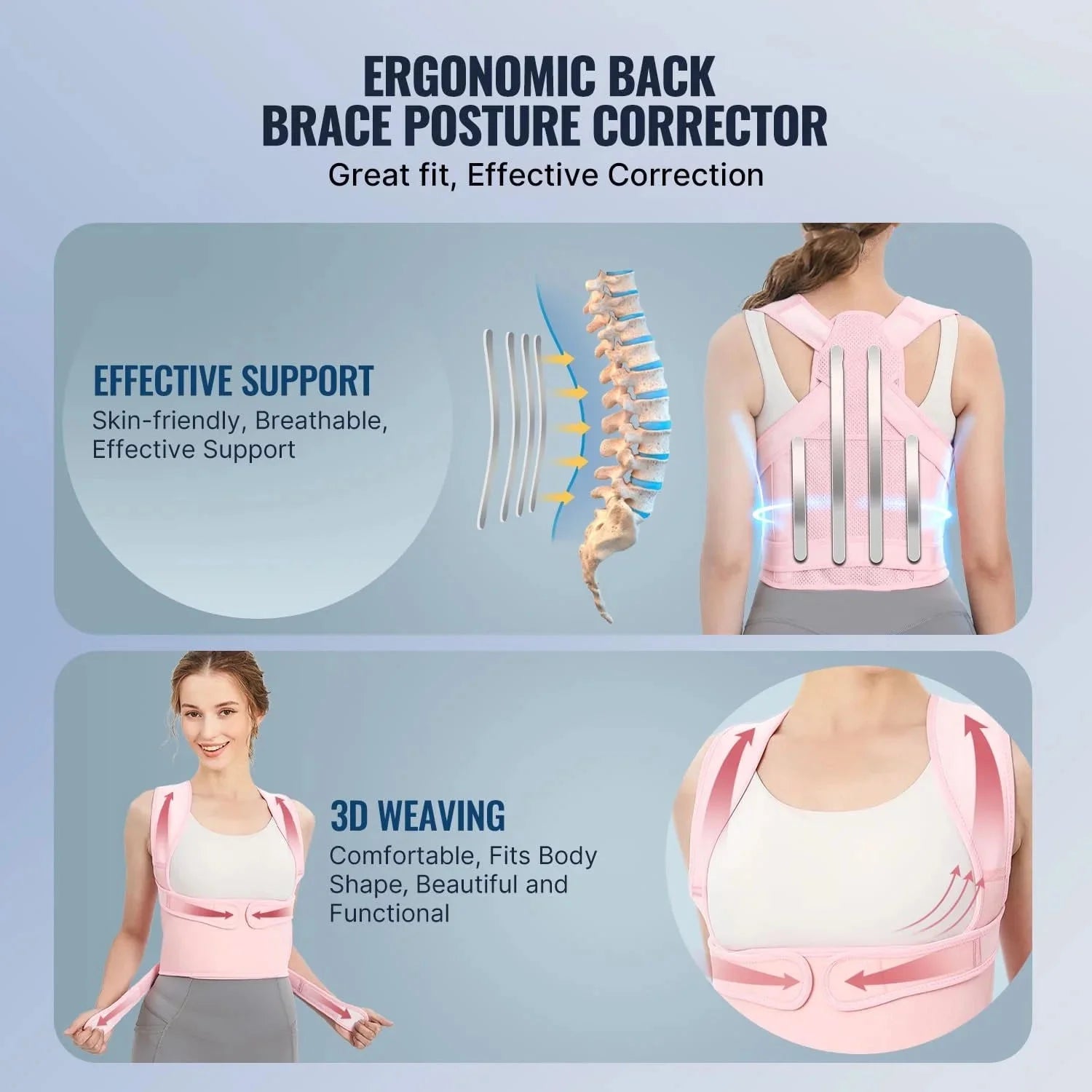 Back Brace Posture Corrector for Women, Back Straightener Posture Corrector, Scoliosis and Hunchback Correction, Back Pain, Spine Corrector, Support, Adjustable Posture Trainer,Pink X-Large