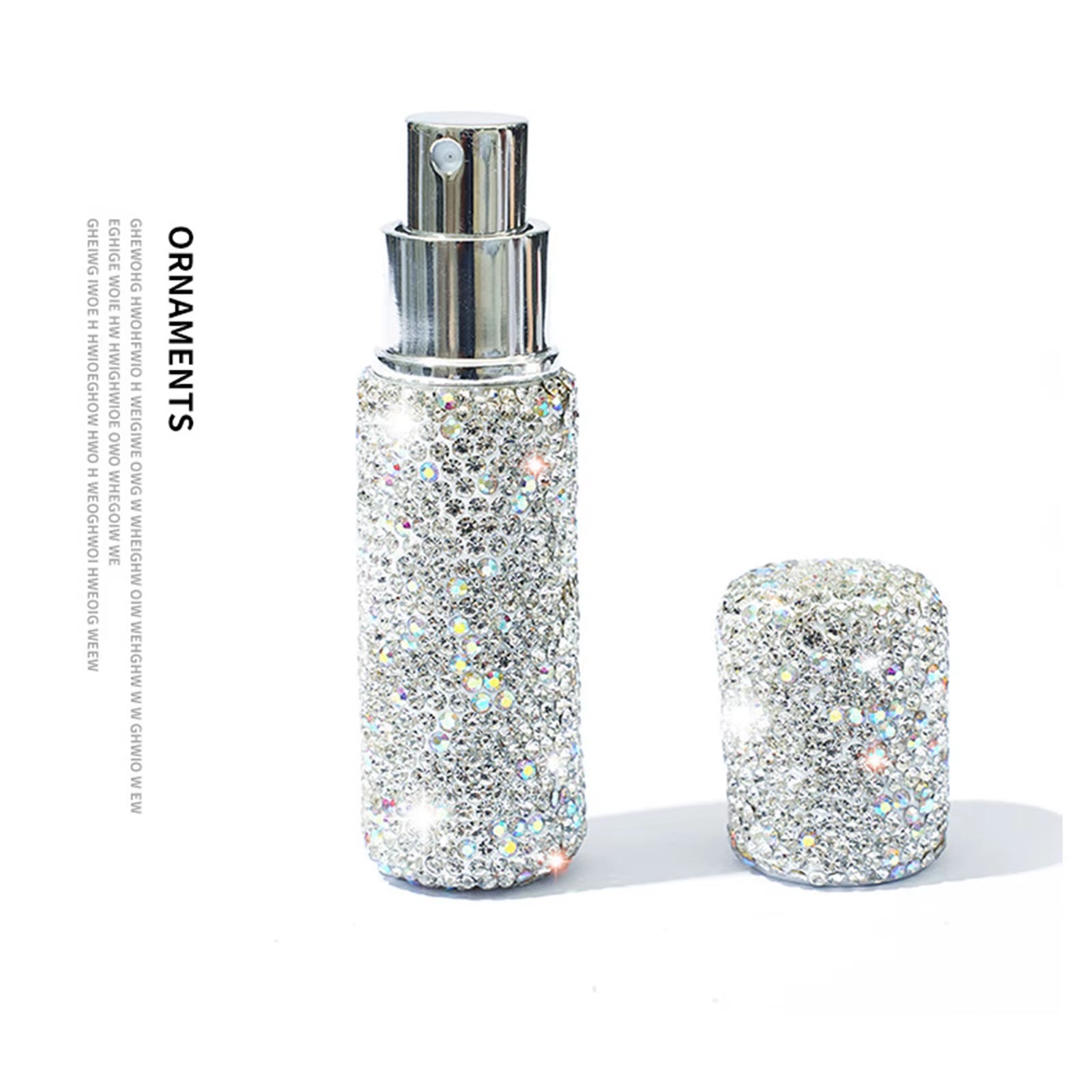 Diamond-Encrusted 10ml Glass Perfume Spray Bottle - Refillable Mini Cosmetic Vial