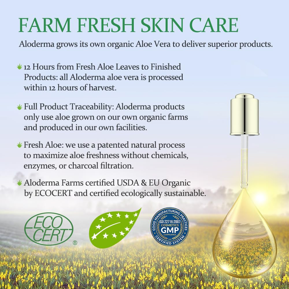 Aloe Vera Gel - 96% Pure Organic Formula, Harvested Within 12 Hours for Skin, Scalp, and Hair Hydration, Soothing Moisturizer, 7.05 Oz