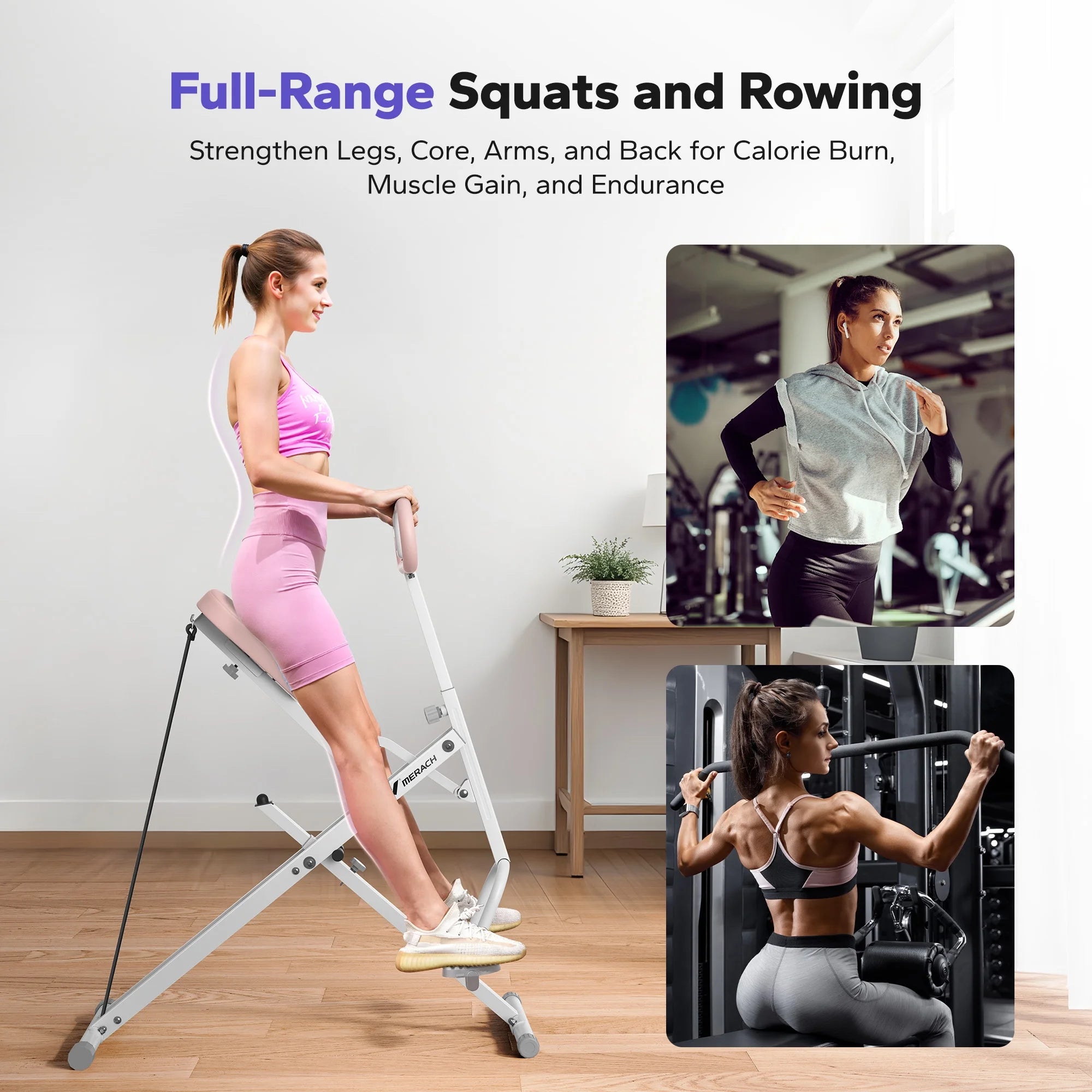 Foldable Squat Assist Trainer for Enhanced Glute and Quad Development with Adjustable Resistance Bands