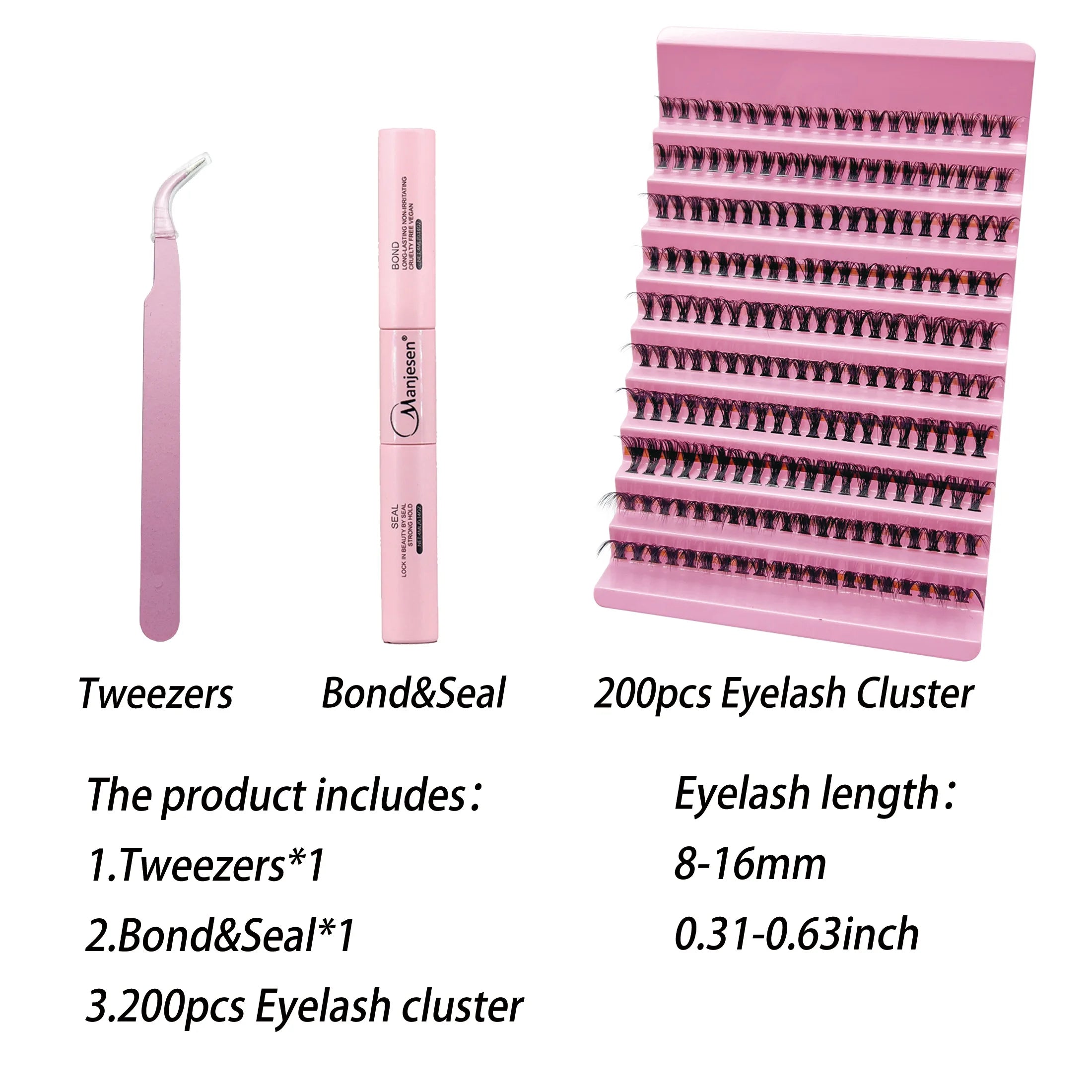 Professional DIY Lash Extension Kit - 200 PCS Cluster Eyelashes with Bond and Seal Makeup Tools for Lash Application