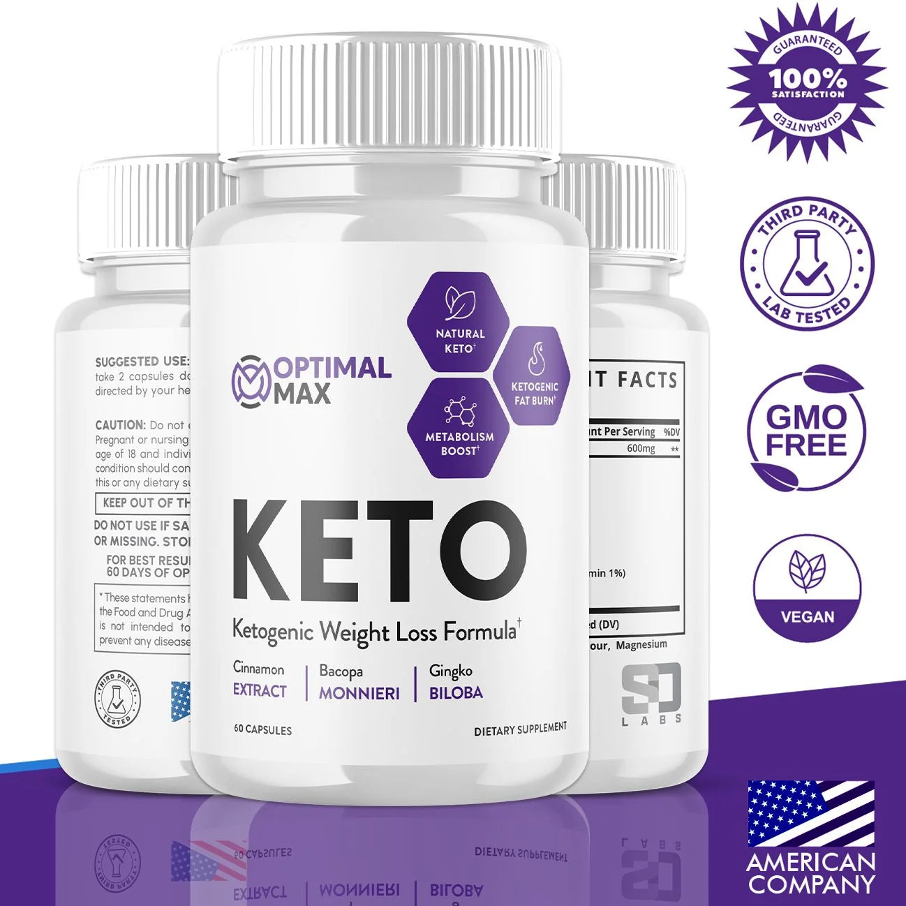 Optimal Max Keto - Ketogenic Weight Loss Formula - Energy & Focus Boosting Dietary Supplements for Weight Management & Metabolism - Advanced Fat Burn Ketones Pills - 60 Capsules (1 Pack)