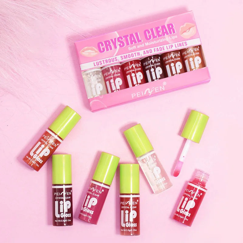 6-Piece Moisturizing Lip Gloss Set - Transparent Lip Oil, Hydrating Lip Glaze, and Lip Plumper Liquid Lipstick for Enhanced Lip Care and Cosmetics