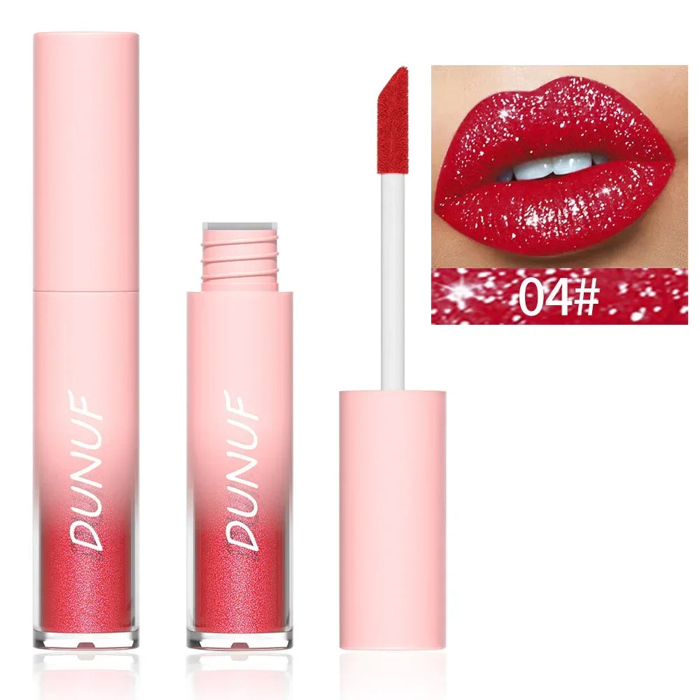18-Color Metallic Waterproof Lip Gloss Set with Long-Lasting Matte and Shimmer Finishes for Women