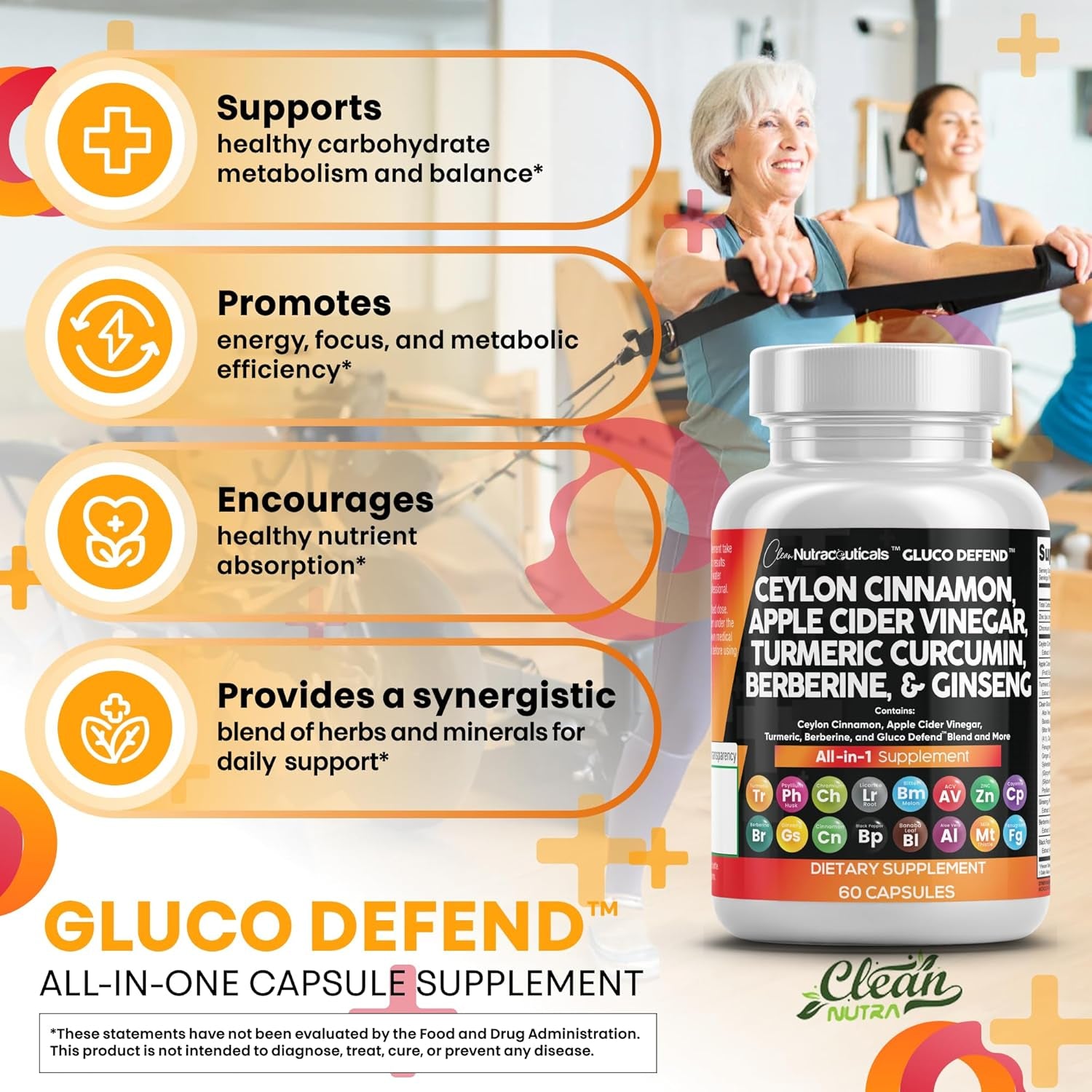 Ceylon Cinnamon Capsules + Berberine Turmeric Apple Cider Vinegar Ginseng Bitter Melon Gymnema Milk Thistle Fenugreek Supplement (60 Count (Pack of 2))