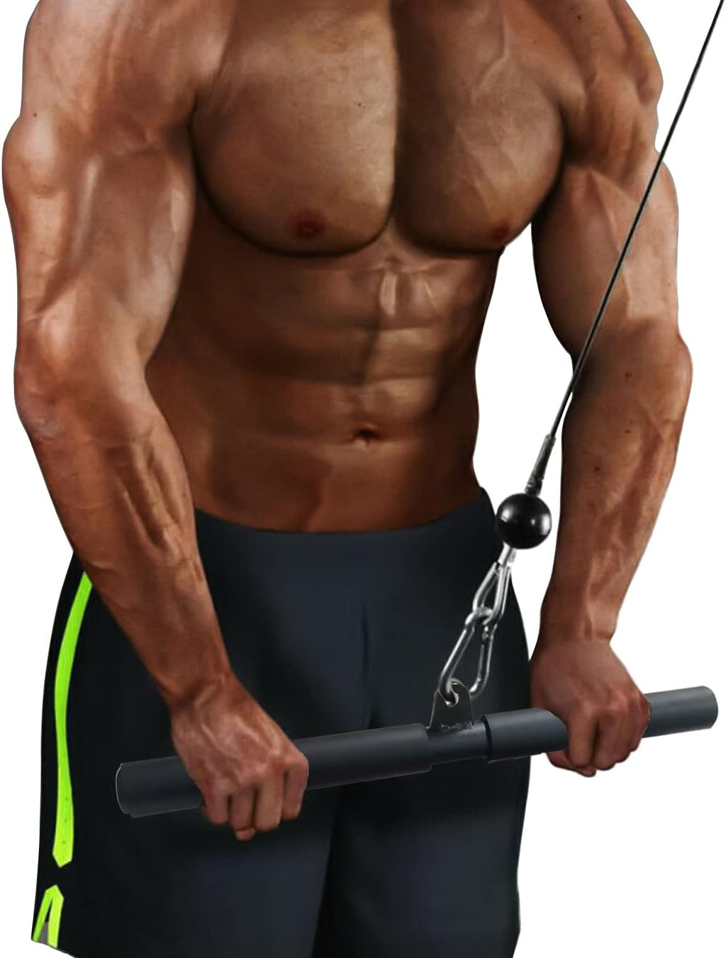 LAT Pull Down Bar Attachment for Cable Machines - Ergonomic Rubber Handle for Home Gym Muscle Development and Strength Training