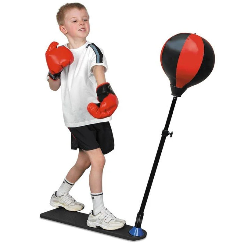 Playworld Red Boxing Punching Bag Set with Gloves, Pump, and Adjustable Stand
