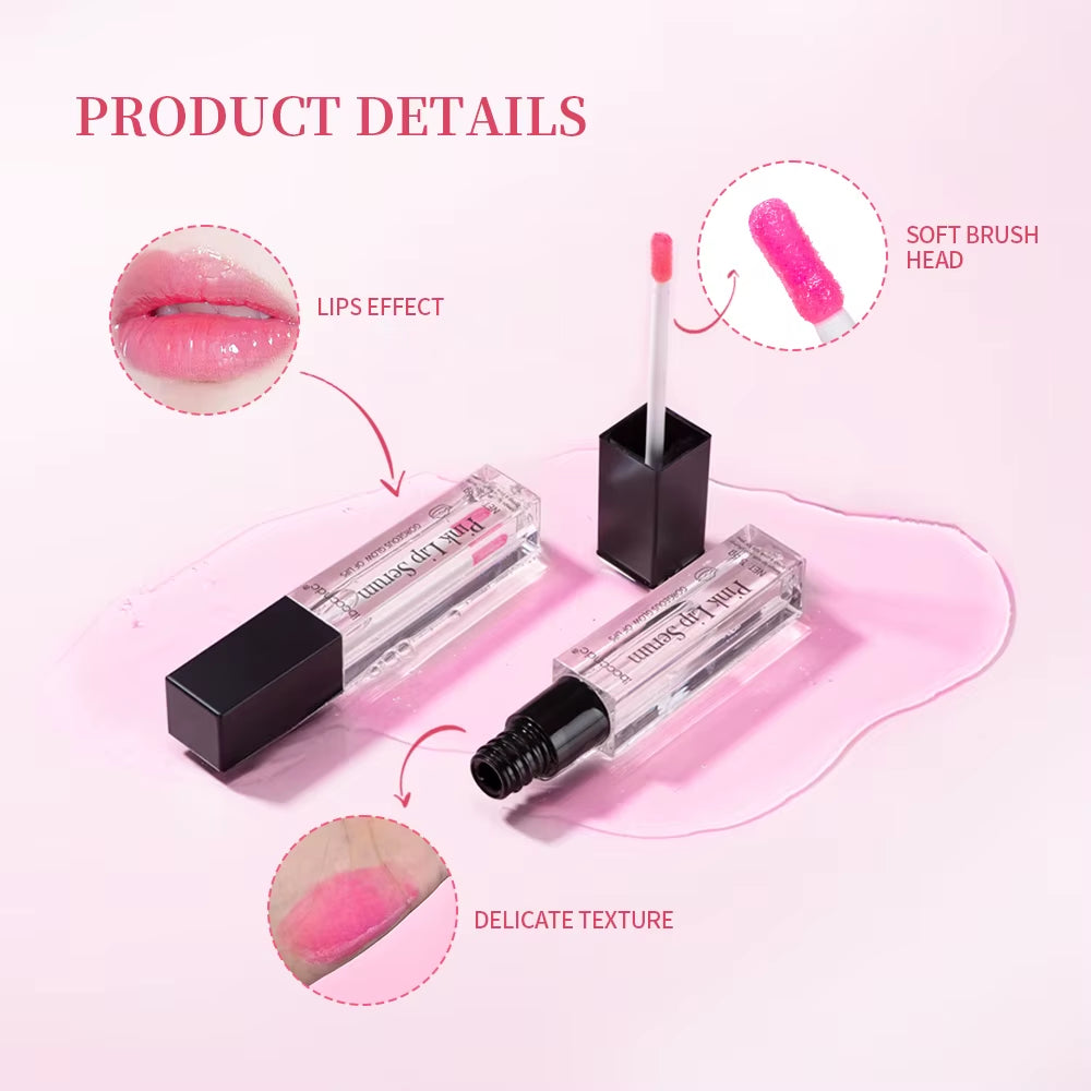 Pink Lip Serum - Moisturizing, Exfoliating, and Pigmentation-Reducing Plumper for Enhanced Lip Care