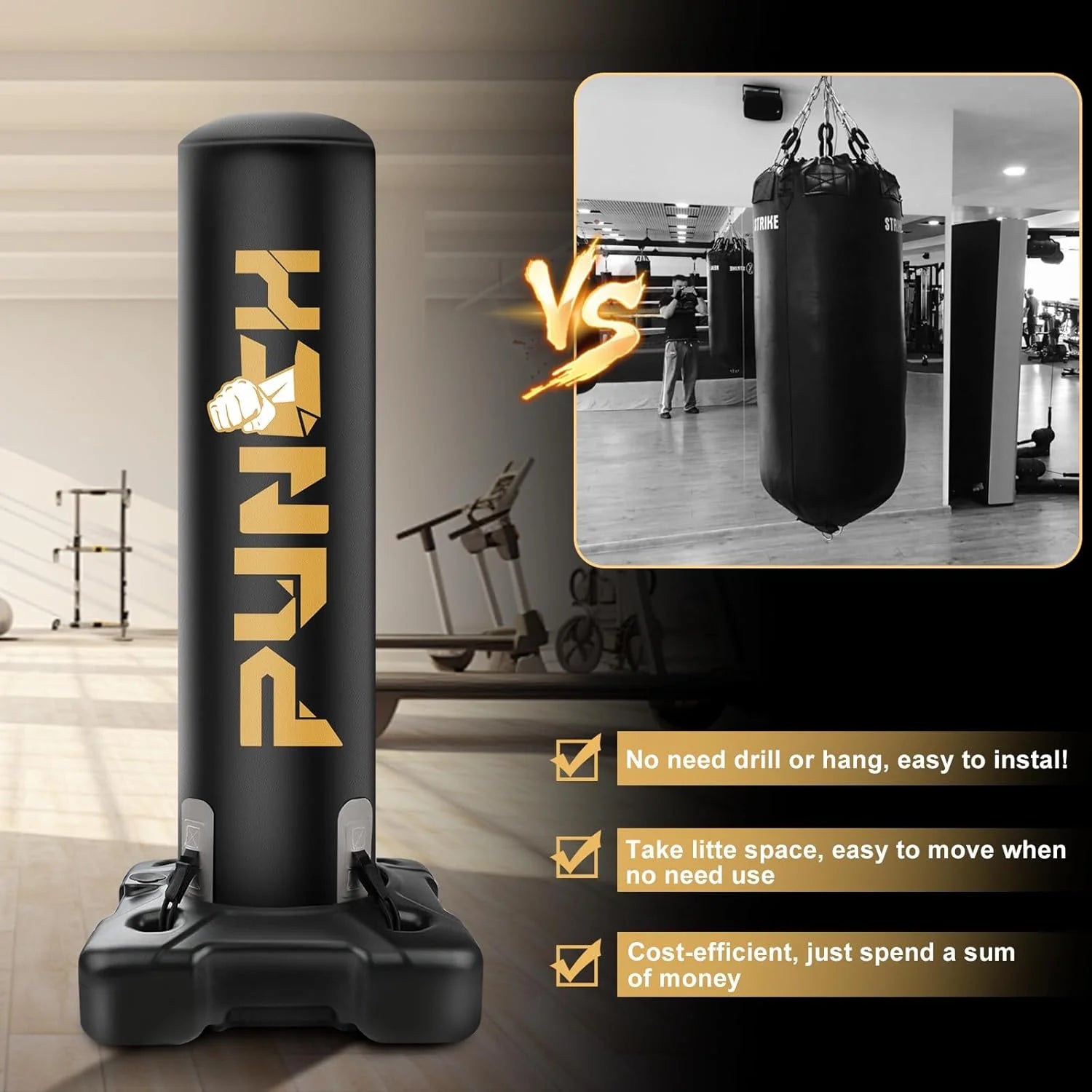Freestanding Heavy Punching Bag with Stand for MMA and Kickboxing Training - Perfect for Home Gym Fitness for All Ages