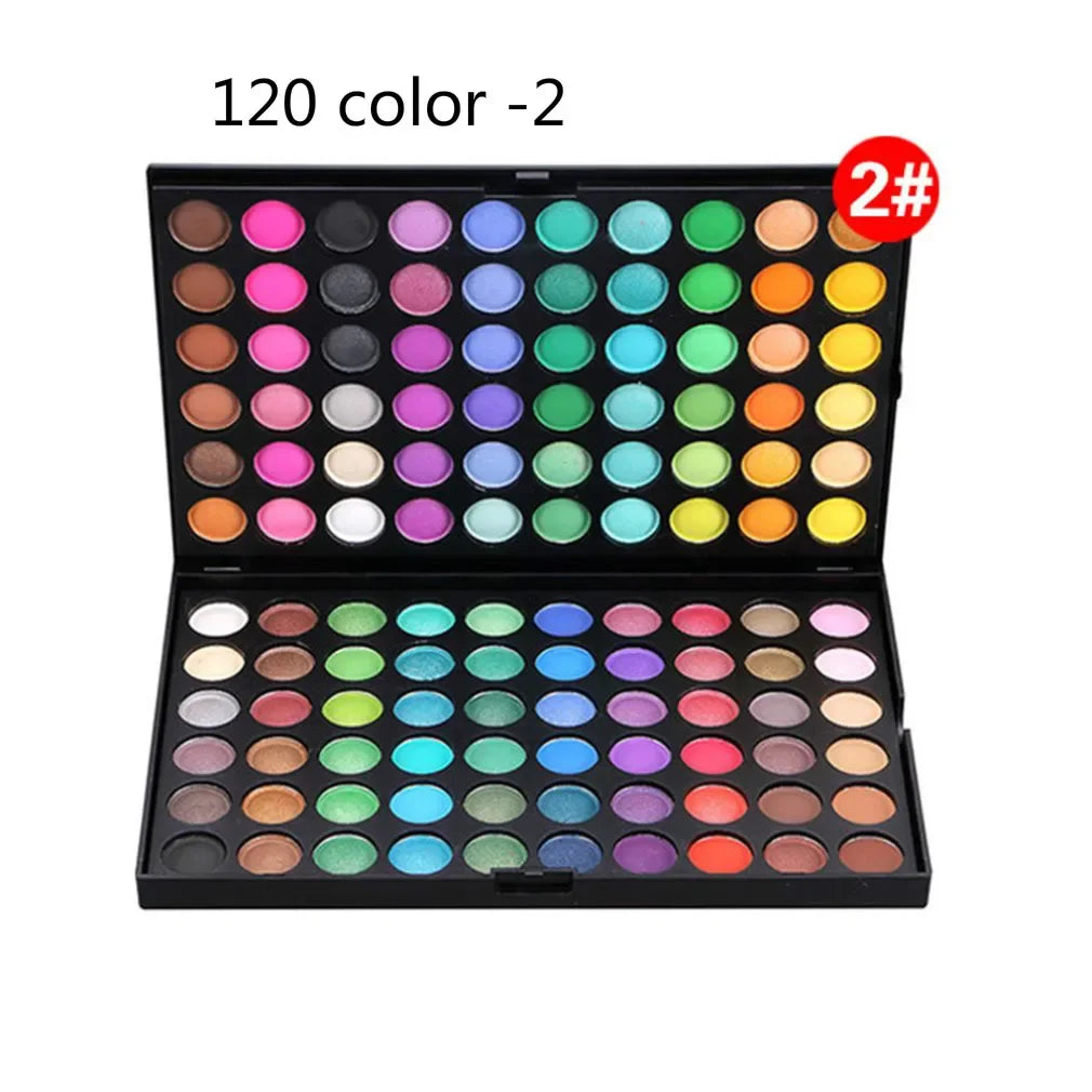 120-Color Waterproof Eye Makeup Set - Nude Eyeshadow Palette with Glitter and Matte Pigmented Pressed Powders