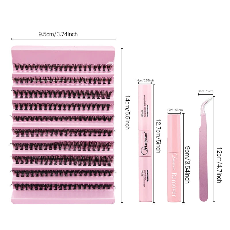 Professional DIY Lash Extension Kit: Thick, Fluffy Individual Lashes with Adhesive Bond, Sealant, Glue Remover, and Applicator