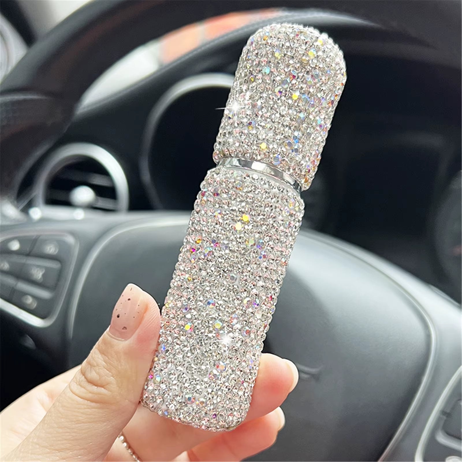 Diamond-Encrusted 10ml Glass Perfume Spray Bottle - Refillable Mini Cosmetic Vial