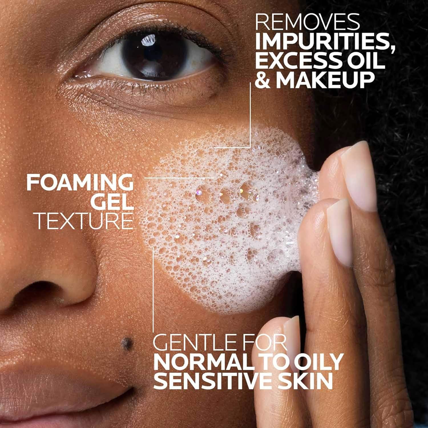 Toleriane Purifying Foaming Facial Cleanser - Oil-Free Face Wash for All Skin Types with Niacinamide and Ceramides, Gentle Pore Cleanser for Sensitive Skin, Soap-Free Formula