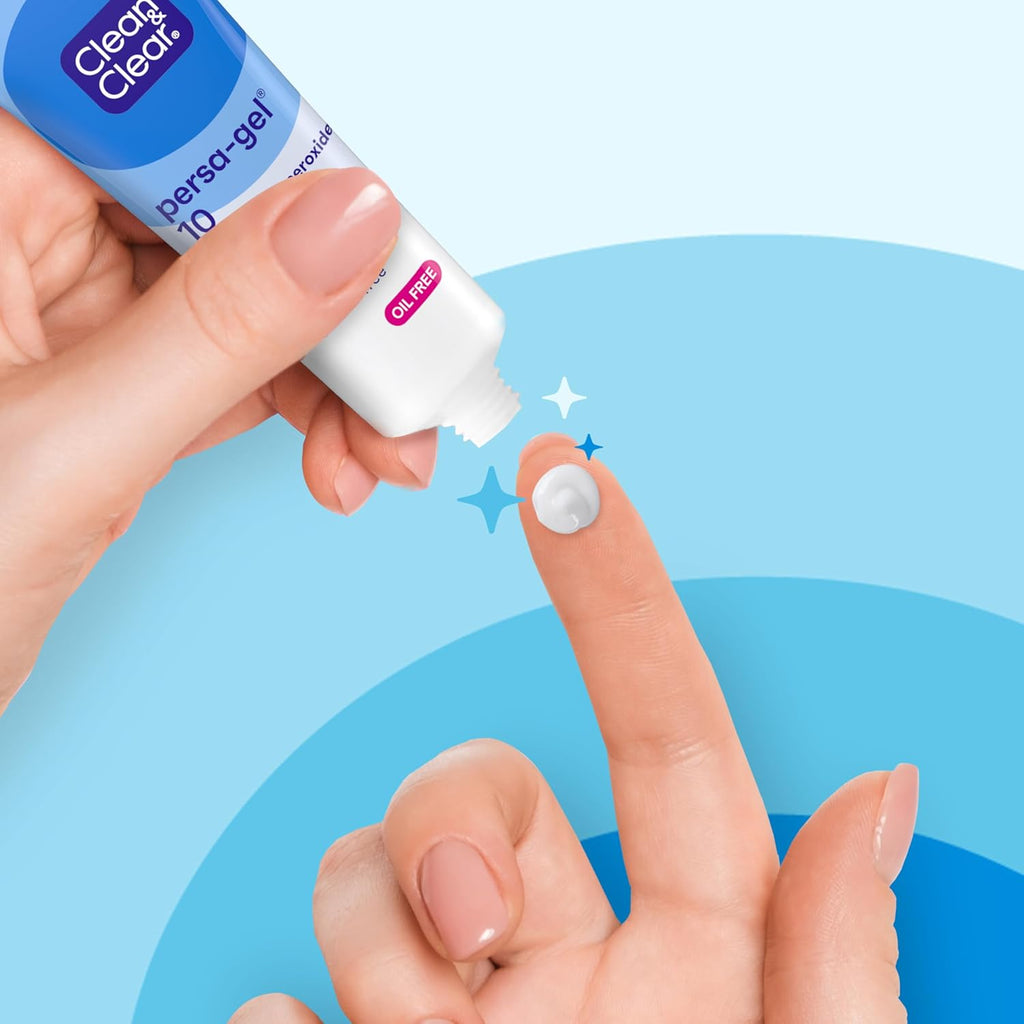 Clean & Clear Persa-Gel 10 Maximum Strength Oil-Free Acne Spot Treatment with 10% Benzoyl Peroxide, Fragrance-Free, 1 Fl. Oz