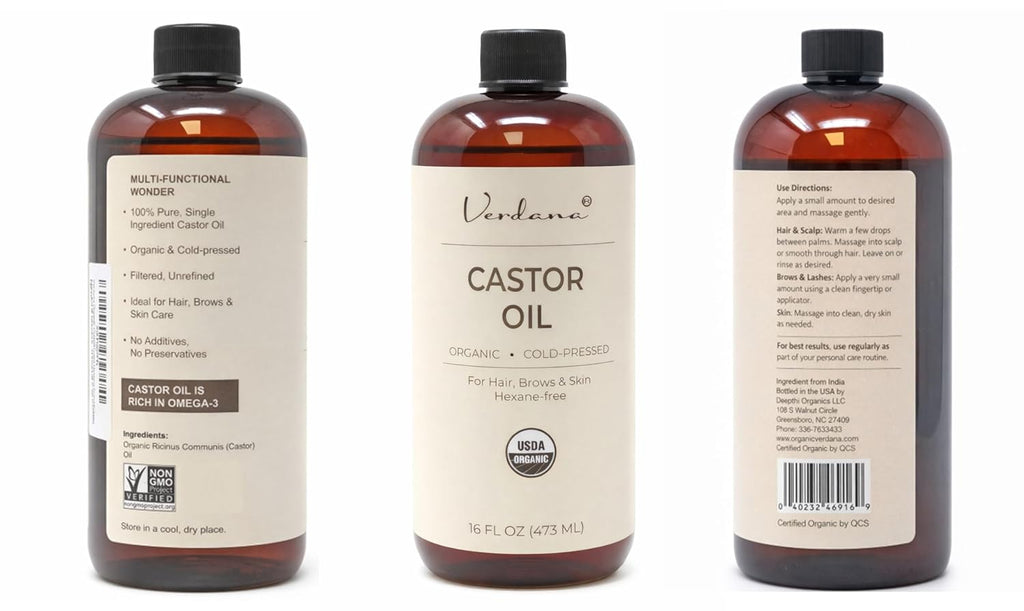 Organic Cold Pressed Castor Oil – Hexane Free Hair and Scalp Treatment, Eyelash and Eyebrow Enhancer, Skin Moisturizer – USDA Certified Pure and Natural – 16 Fl Oz