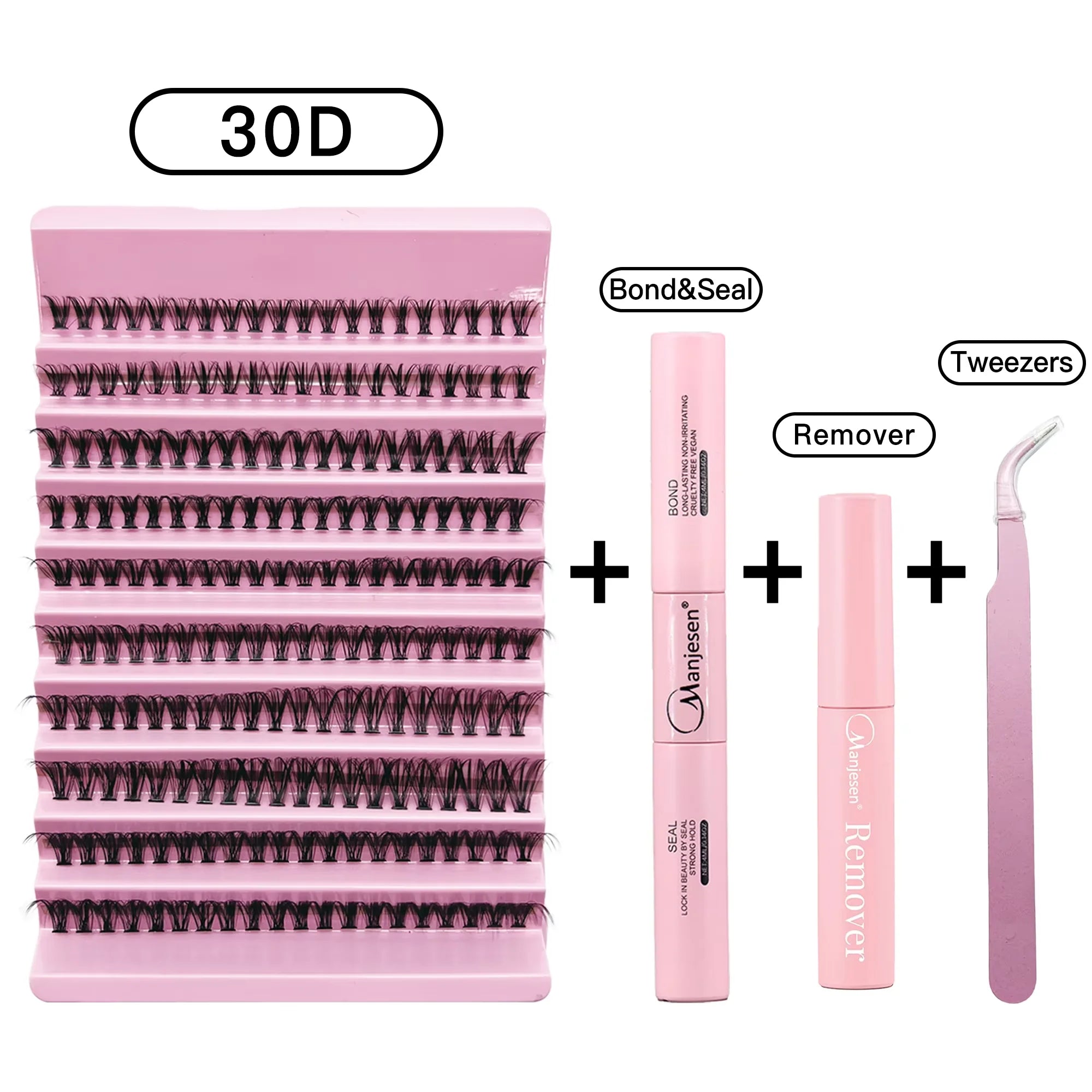 Professional DIY Lash Extension Kit: Thick, Fluffy Individual Lashes with Adhesive Bond, Sealant, Glue Remover, and Applicator