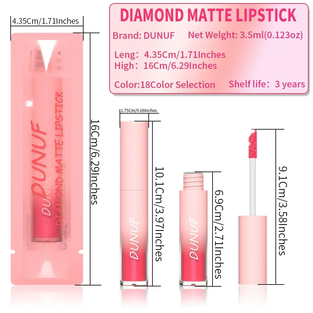 18-Color Metallic Waterproof Lip Gloss Set with Long-Lasting Matte and Shimmer Finishes for Women