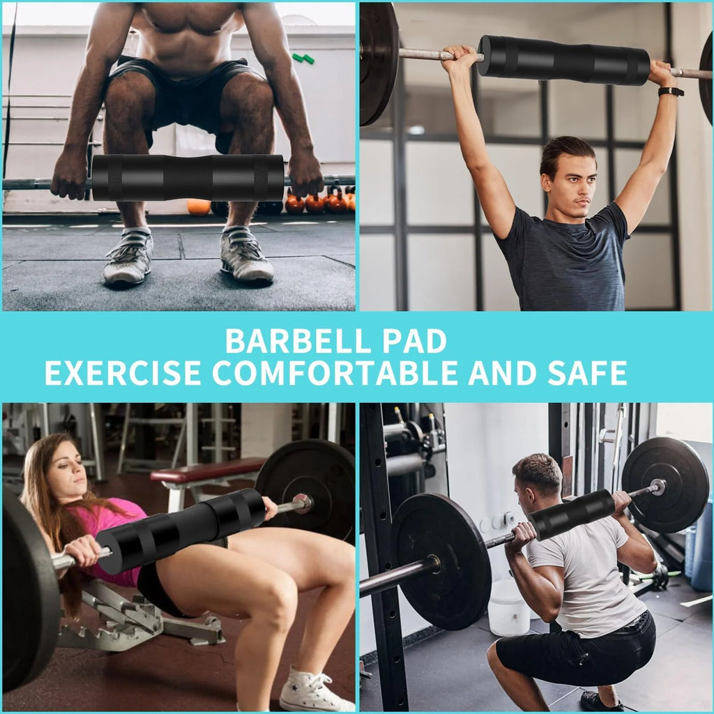 Barbell Pad Set - 9-Piece Complete Kit with Squat Pad, Ankle Straps, Hip Resistance Bands, Lifting Straps, and Carry Bag - Black
