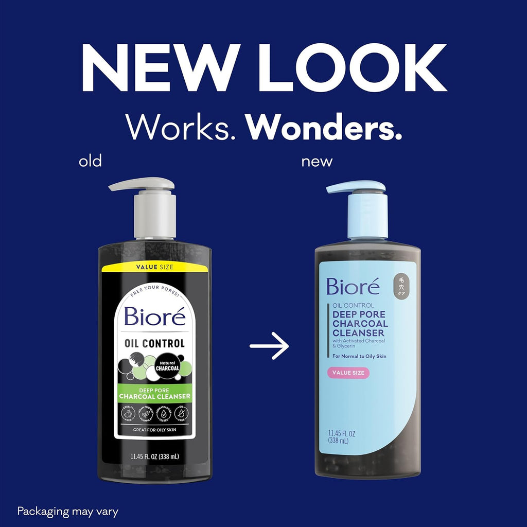 Biore Deep Pore Charcoal Facial Cleanser - Daily Cleanser for Oily Skin, 11.45 Fl Oz Value Size