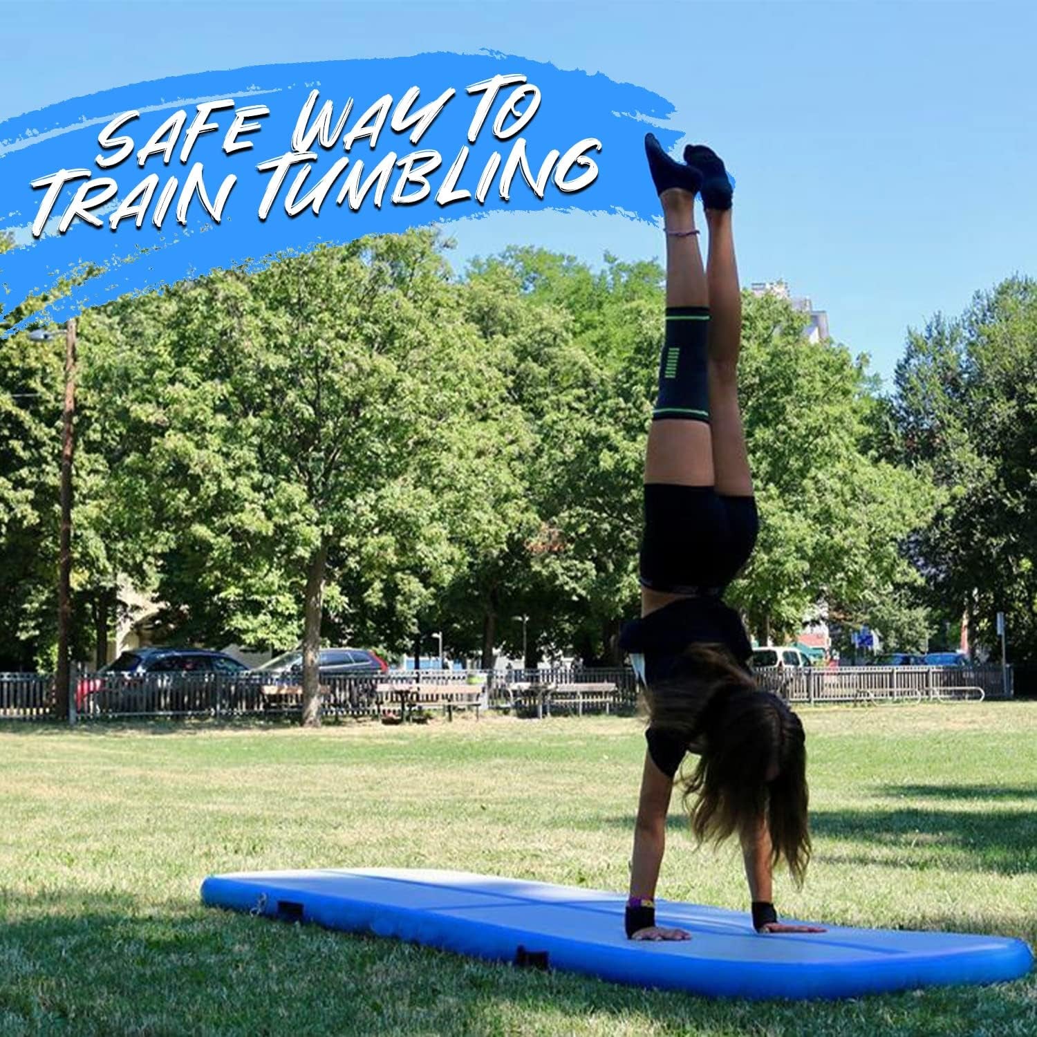 Inflatable Carbon Air Tumble Track with Electric Pump - Available in 10Ft, 13Ft, 16Ft, 20Ft, and 26Ft - Ideal for Gymnastics, Cheerleading, and Tumbling at Home