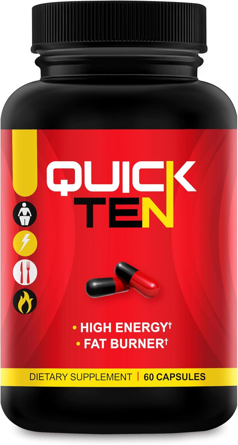 Quick Ten - Best Weight Loss Pills - Natural Metabolism Booster, Appetite Suppressant, Fat Burner Pills - Premium Diet Pills for Women and Men - Energy and Focus Blend - 60 Capsules