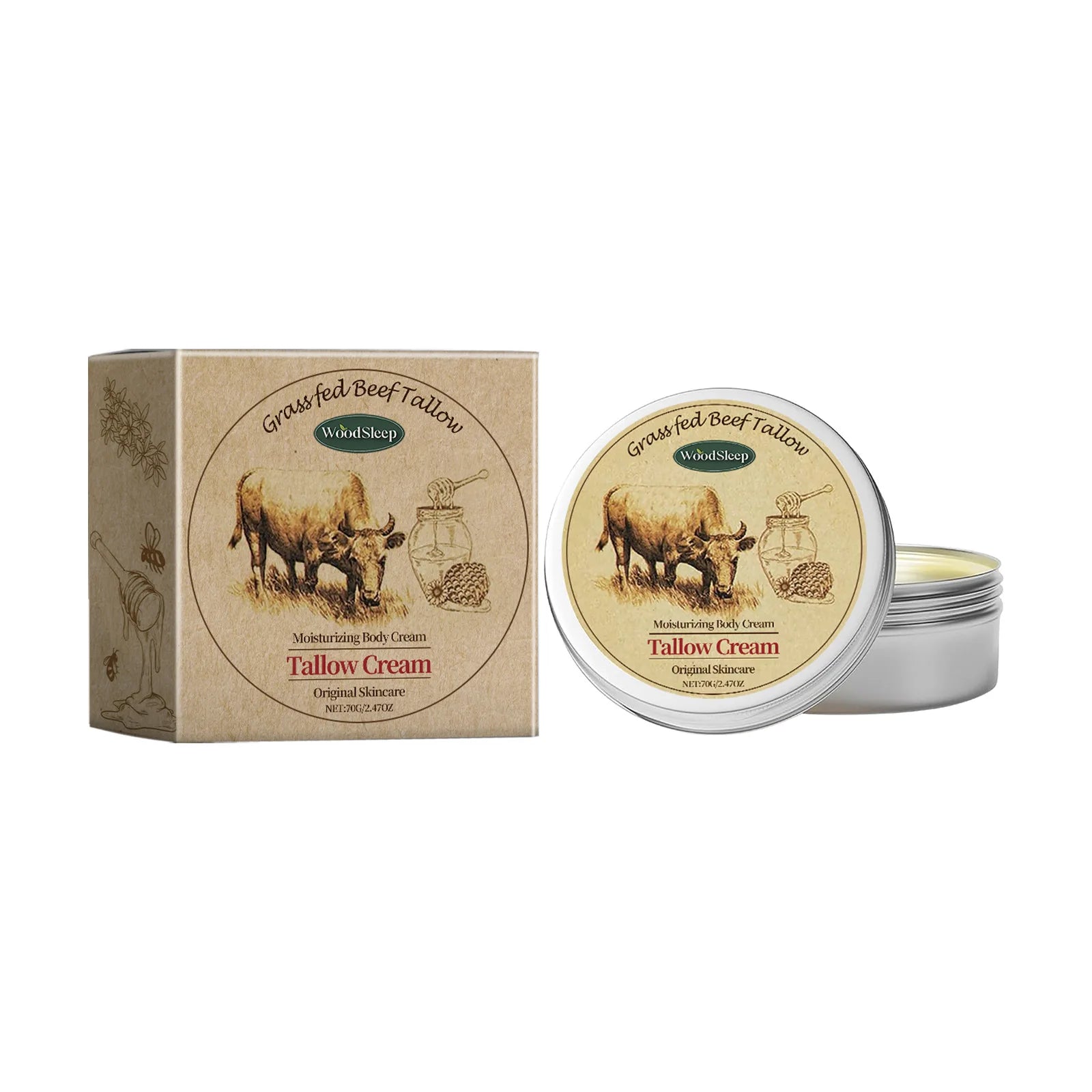 Beef Tallow Moisturizing Face Cream and Body Lotion for Facial Redness Repair, Soothing, Brightening, and Nourishing Skin Care