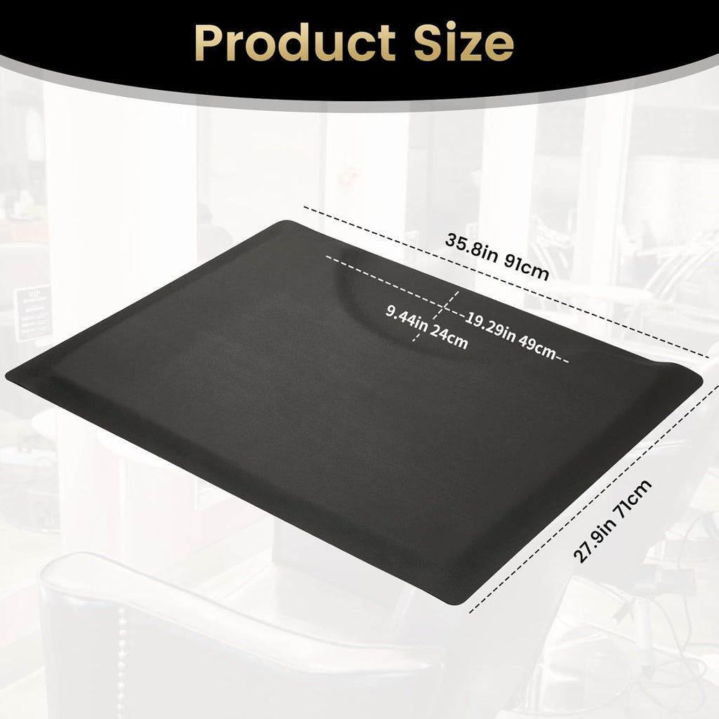 Salon Mats for Hairstylist Standing 35.8"X27.9" Barber Shop Salon Floor Chair Mat - Black Square Anti-Fatigue Salon Floor Mat -1/2" Thick Comfort Hair Cutting Hairdressing Equipment