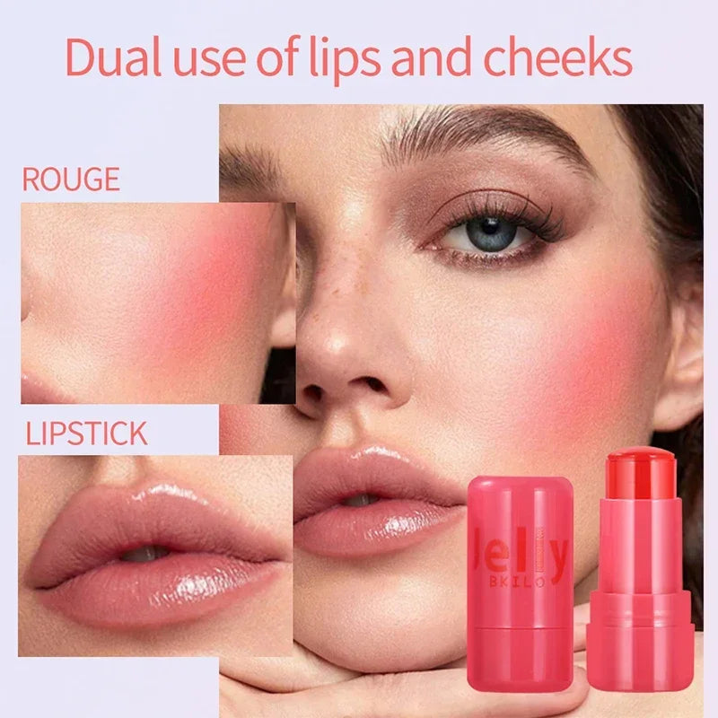 4-Piece Jelly Cheek Blush Tint Set - 3-in-1 Transparent Moisturizing Blusher, Facial Contour, and Lipstick for Long-Lasting Makeup