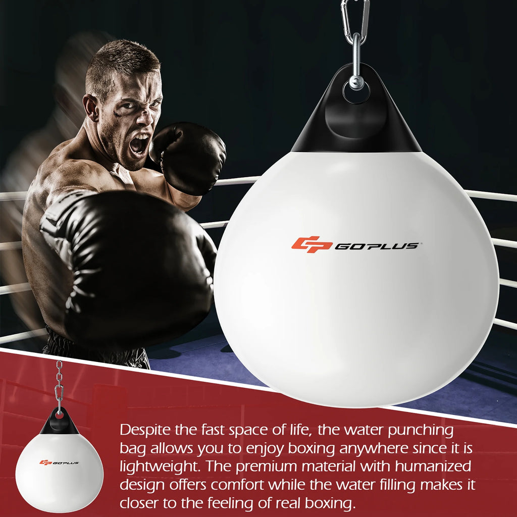 Goplus 18-Inch Heavy Water-Filled Aqua Training Boxing Bag - 110 lbs for Home Gym - White