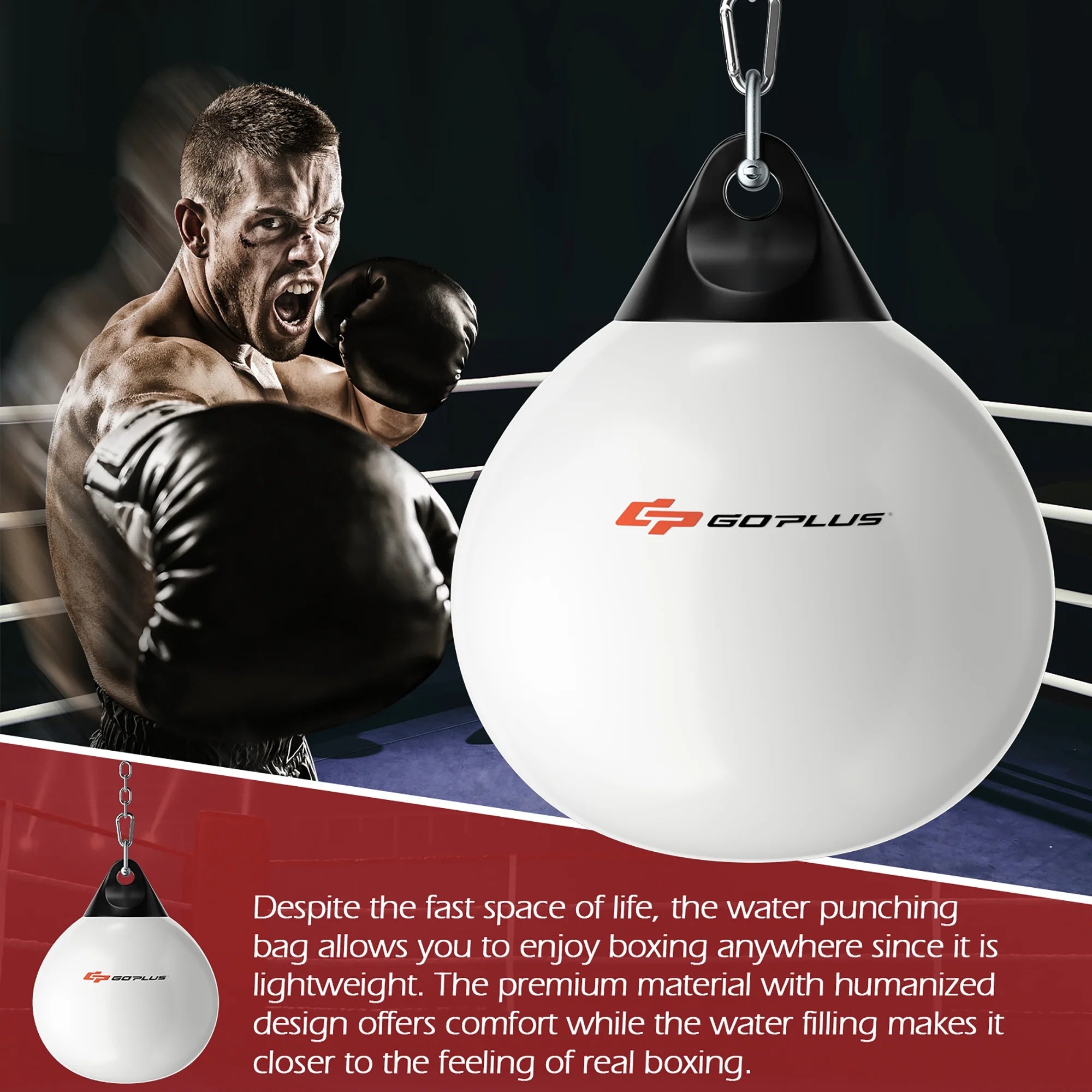 Goplus 18-Inch Heavy Water-Filled Aqua Training Boxing Bag - 110 lbs for Home Gym - White