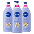 Oil Infused Vanilla and Almond Body Lotion for Women, Fast-Absorbing and Non-Greasy, 48-Hour Moisturization, 16.9 Fl Oz Pump Bottle, Set of 3