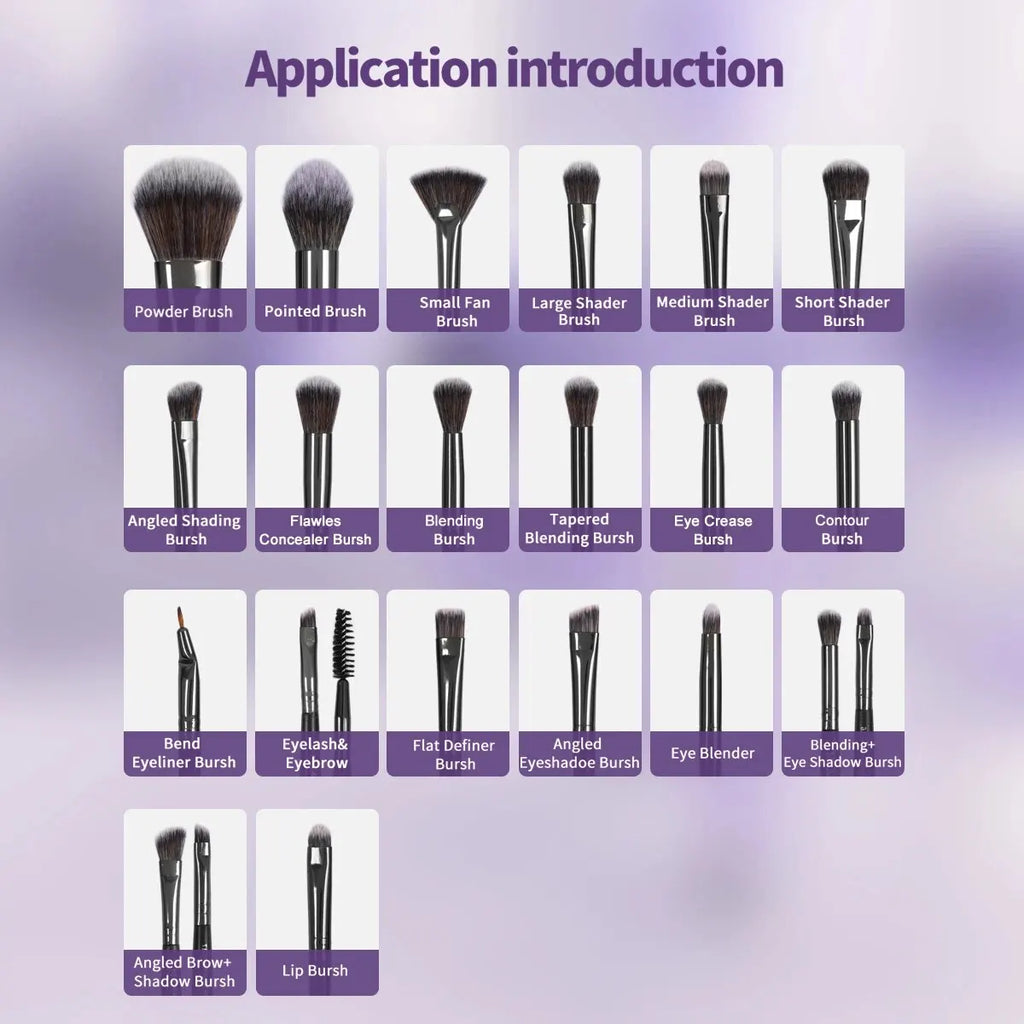 20-Piece Professional Makeup Brush Set for Foundation, Concealer, Eyeshadow, and Blush with Portable Storage Case