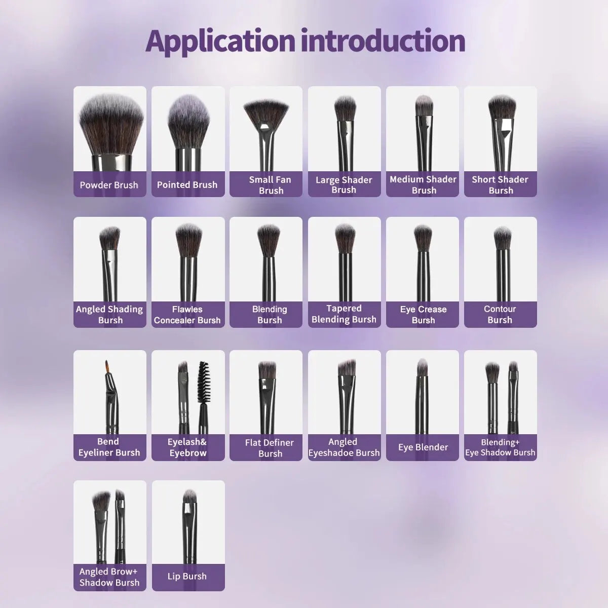 20-Piece Professional Makeup Brush Set for Foundation, Concealer, Eyeshadow, and Blush with Portable Storage Case