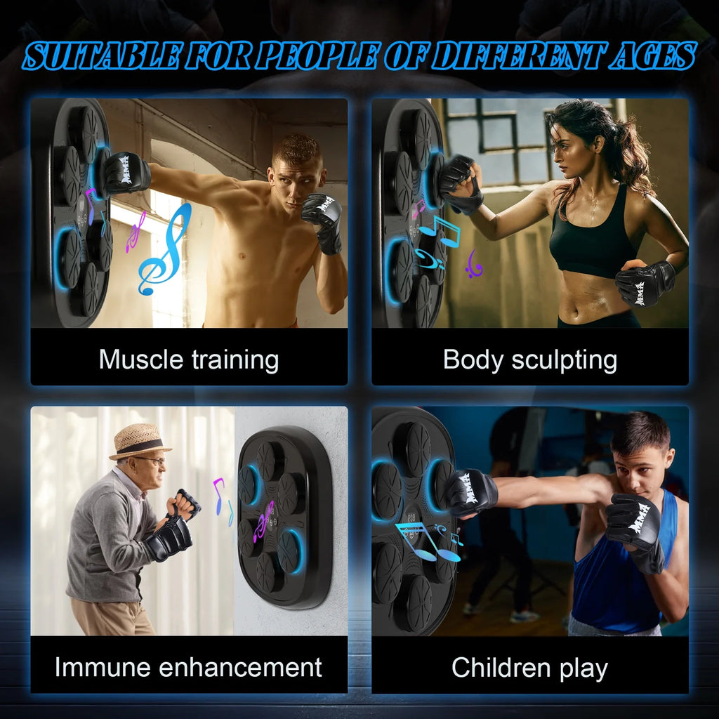 Advanced Adult Smart Music Boxing Machine with Display, Wall-Mounted Fitness Equipment and Boxing Gloves for Home and Gym (Black)